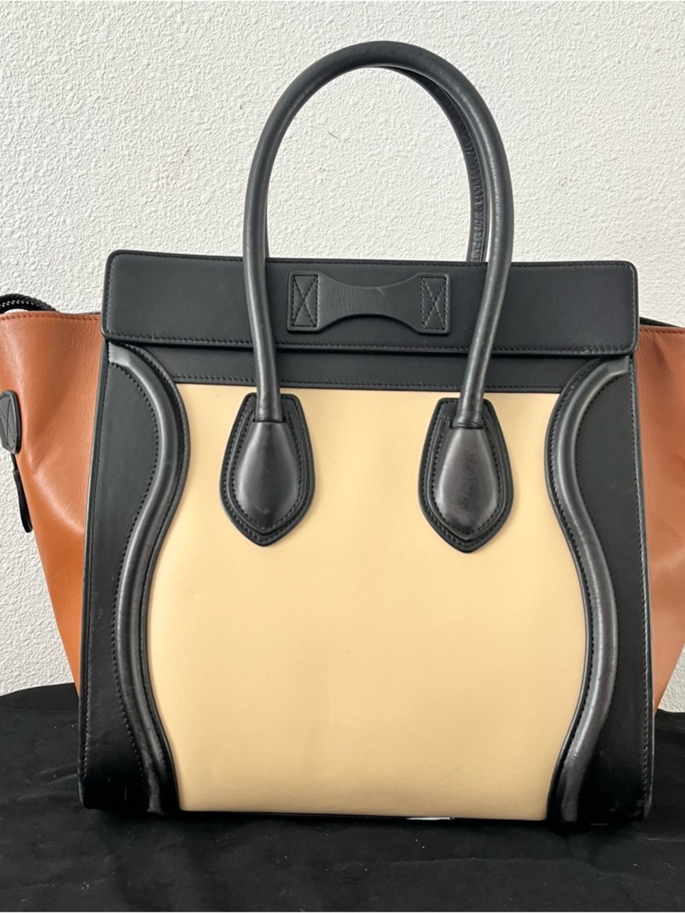 Celine Luggage Tote Tricolor Leather Micro Top Handle Handbag - Picture 4 of 11